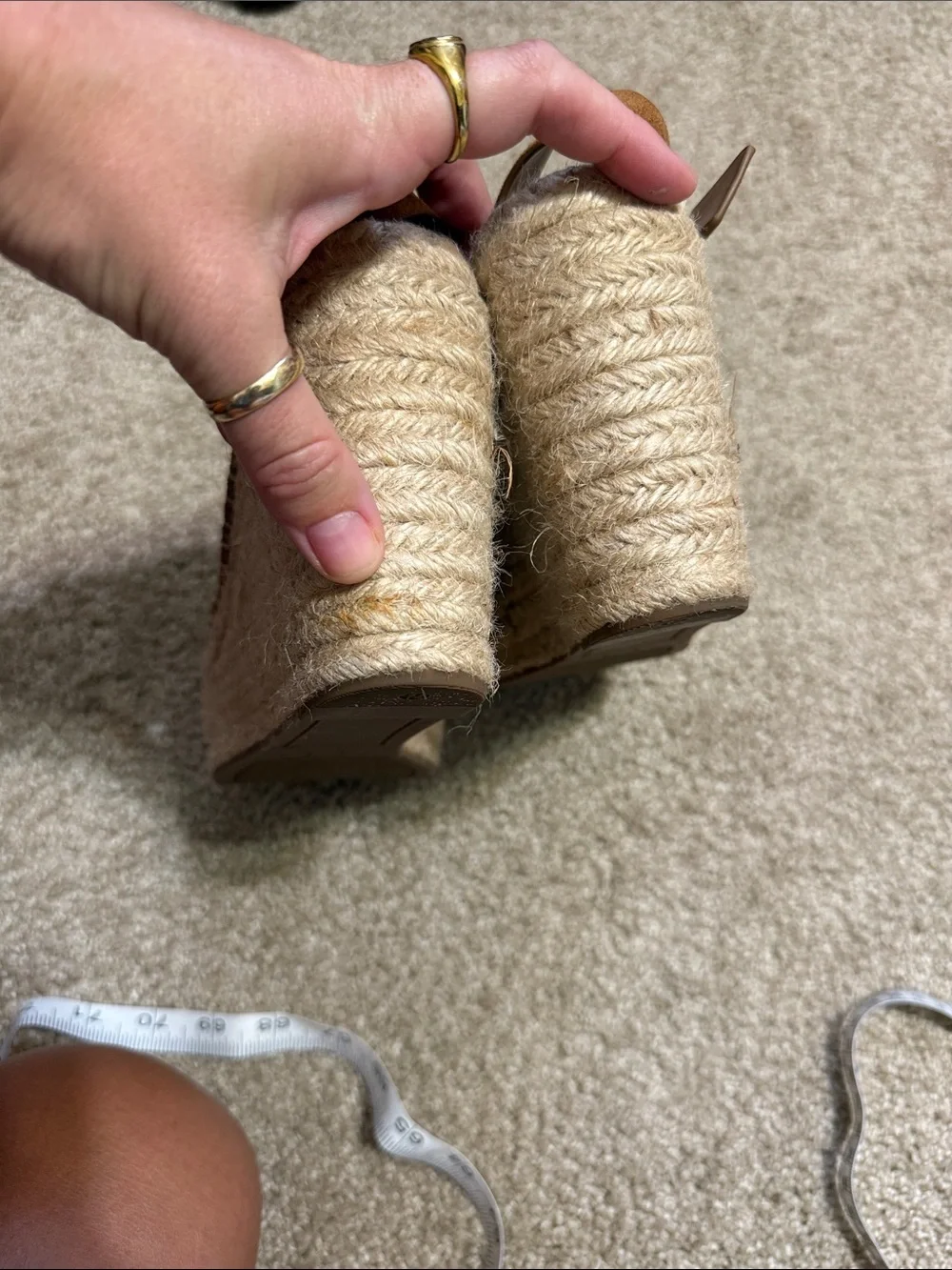Marc Fisher Tan Suede Espadrille Wedge Sandals